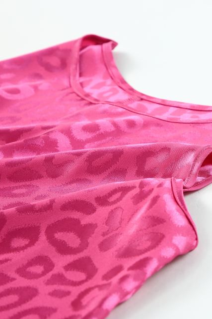 Rose Satin Leopard Tank Top
