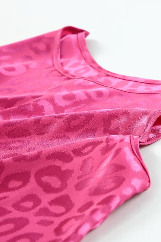 Rose Satin Leopard Tank Top