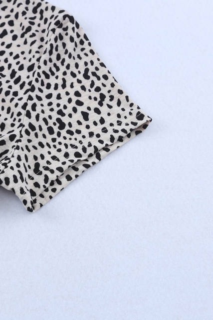 Apricot Cheetah Print O-neck Short Sleeve T Shirt