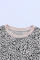 Apricot Cheetah Print O-neck Short Sleeve T Shirt