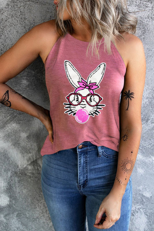 Pink Bubblegum Easter Rabbit Graphic Vest