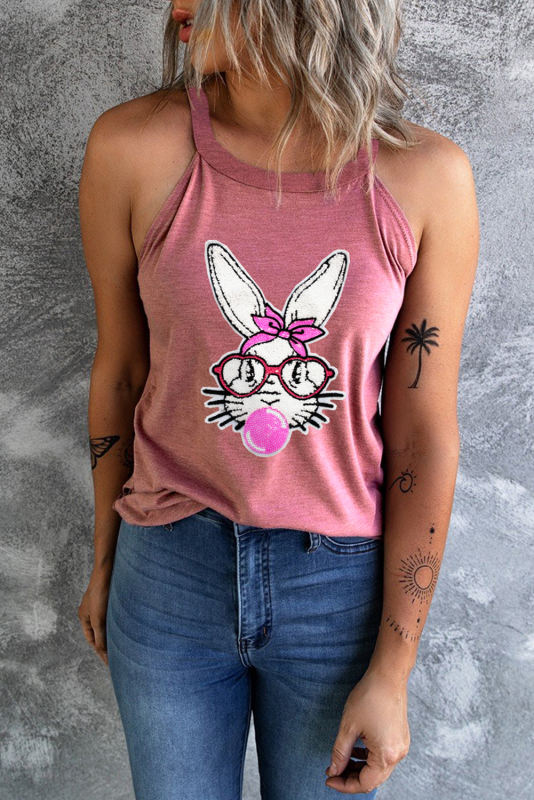 Pink Bubblegum Easter Rabbit Graphic Vest