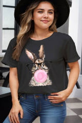 Black Easter Bubblegum Rabbit Graphic Plus Size Tee