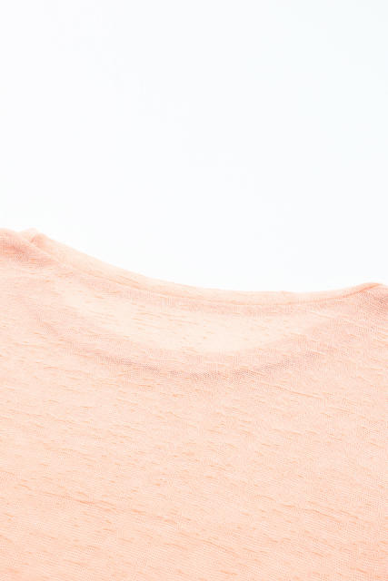 Pink Loose Fit Pockets Short Sleeve Beach Cover Up