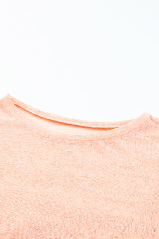 Pink Loose Fit Pockets Short Sleeve Beach Cover Up