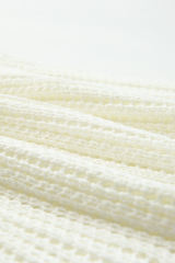 White Hollowed Knit V Neck Tank Top