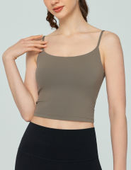 Army Green Spaghetti Straps U Neck Sports Bra