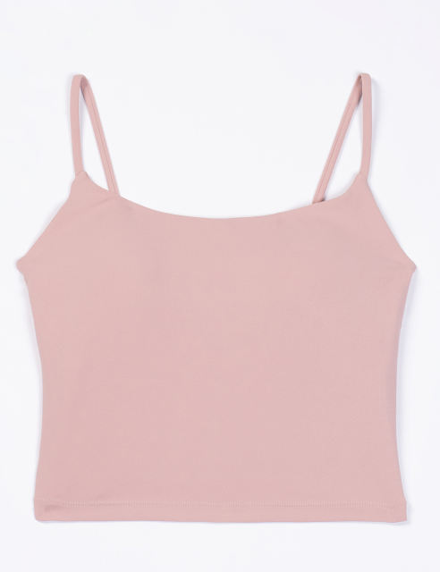 Pink Spaghetti Straps U Neck Sports Bra