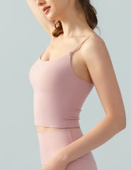 Pink Spaghetti Straps U Neck Sports Bra