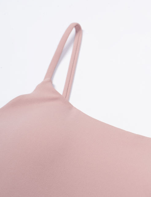 Pink Spaghetti Straps U Neck Sports Bra