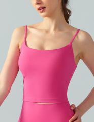 Rosy Spaghetti Straps U Neck Sports Bra
