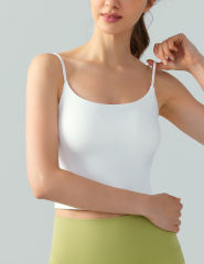 White Spaghetti Straps U Neck Sports Bra