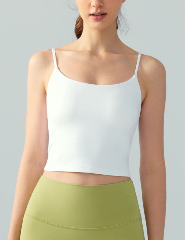 White Spaghetti Straps U Neck Sports Bra