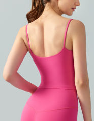 Rosy Spaghetti Straps U Neck Sports Bra