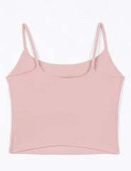 Pink Spaghetti Straps U Neck Sports Bra