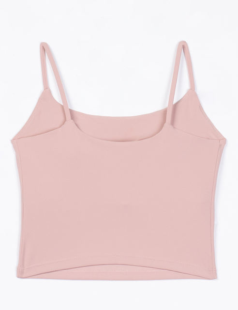 Pink Spaghetti Straps U Neck Sports Bra