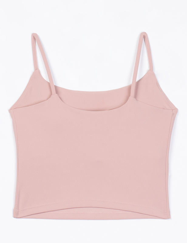Pink Spaghetti Straps U Neck Sports Bra