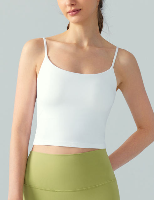 White Spaghetti Straps U Neck Sports Bra