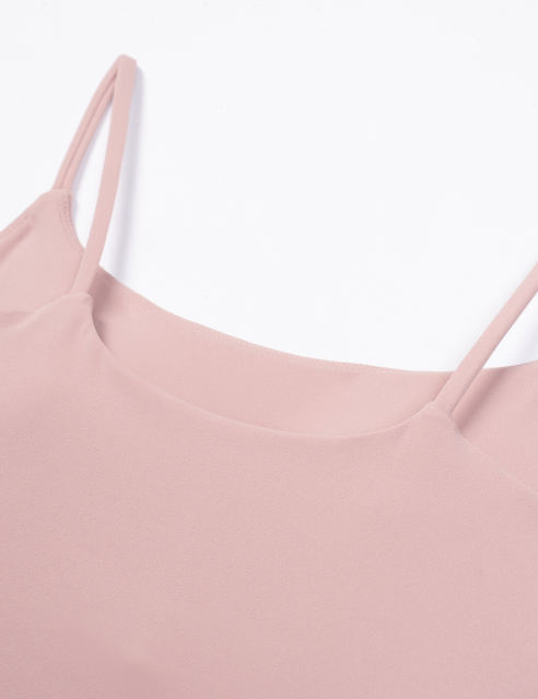Pink Spaghetti Straps U Neck Sports Bra