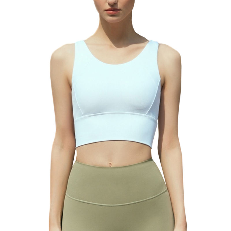 White Green Ribbed Push up Active Tank Top