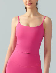 Rosy Spaghetti Straps U Neck Sports Bra