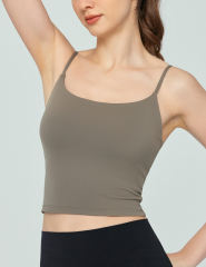 Army Green Spaghetti Straps U Neck Sports Bra