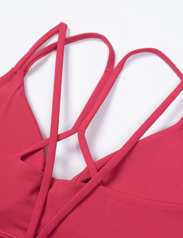 Red Double Straps Cut-out Sports Bra