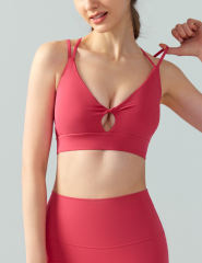Red Double Straps Cut-out Sports Bra