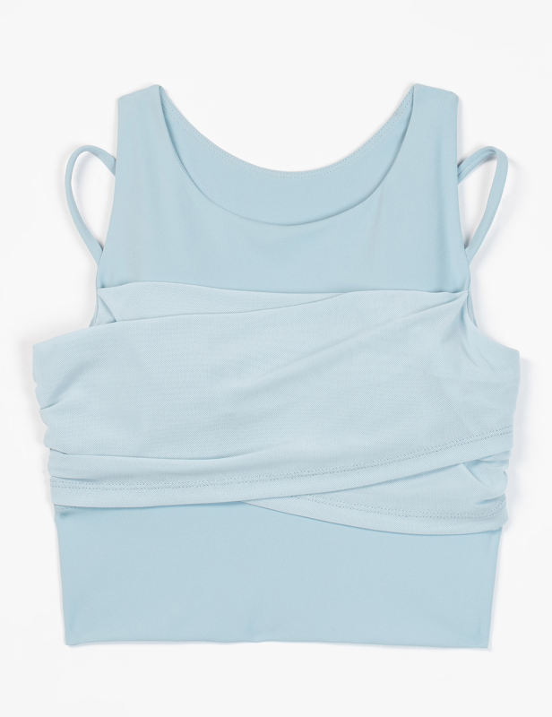 Blue Fake Two-piece Yoga Vest Active Tank Top