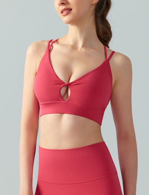 Red Double Straps Cut-out Sports Bra