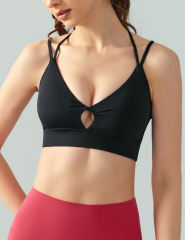 Black Double Straps Cut-out Sports Bra