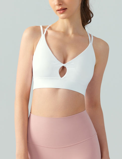 White Double Straps Cut-out Sports Bra