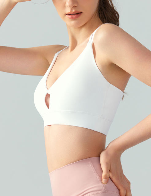 White Double Straps Cut-out Sports Bra