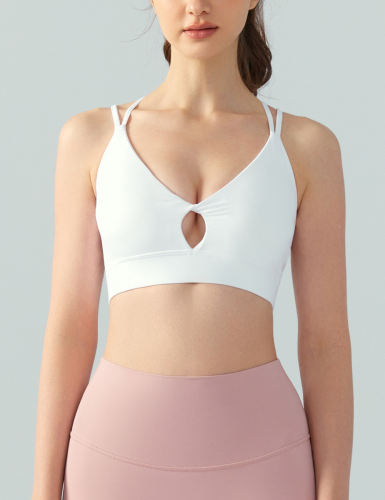 White Double Straps Cut-out Sports Bra