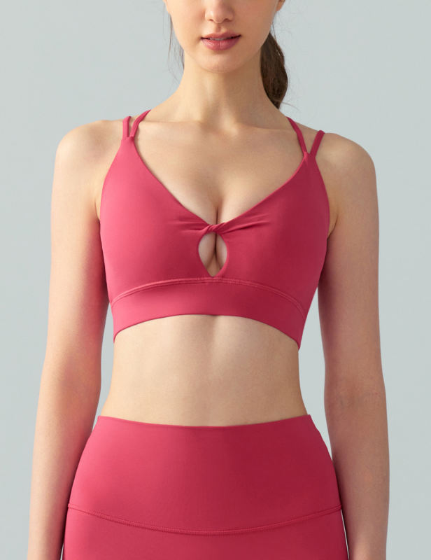 Red Double Straps Cut-out Sports Bra