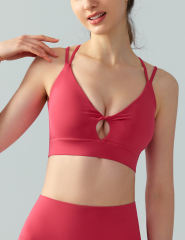 Red Double Straps Cut-out Sports Bra