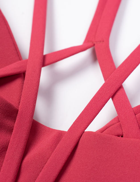 Red Double Straps Cut-out Sports Bra