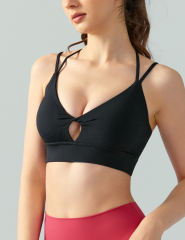 Black Double Straps Cut-out Sports Bra