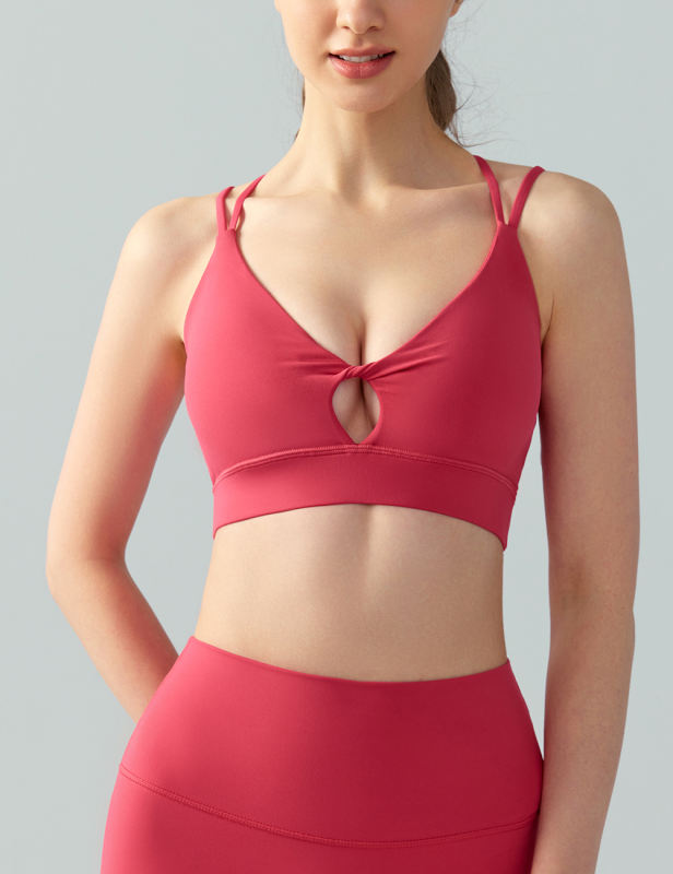 Red Double Straps Cut-out Sports Bra