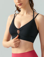 Black Double Straps Cut-out Sports Bra