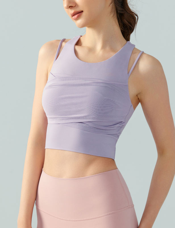 Purple Fake Two-piece Yoga Vest Active Tank Top