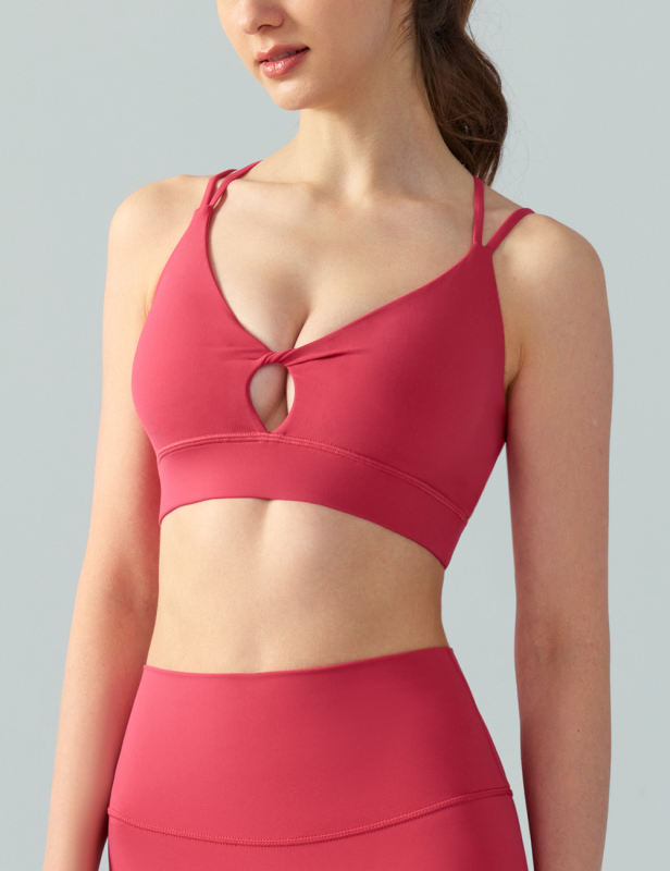 Red Double Straps Cut-out Sports Bra