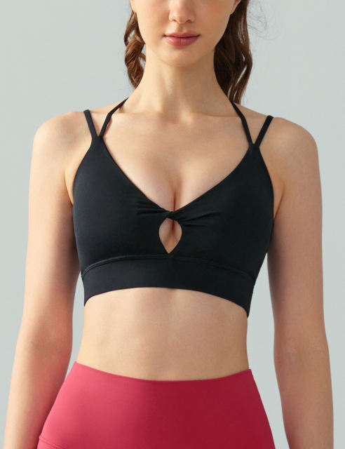 Black Double Straps Cut-out Sports Bra
