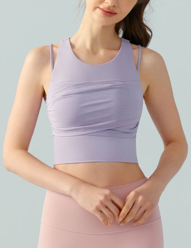 Purple Fake Two-piece Yoga Vest Active Tank Top