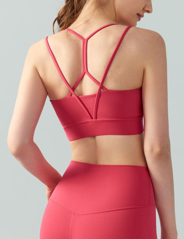 Red Double Straps Cut-out Sports Bra