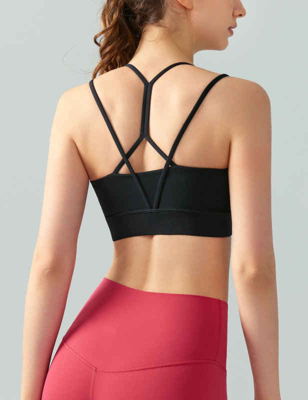 Black Double Straps Cut-out Sports Bra