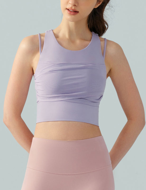 Purple Fake Two-piece Yoga Vest Active Tank Top