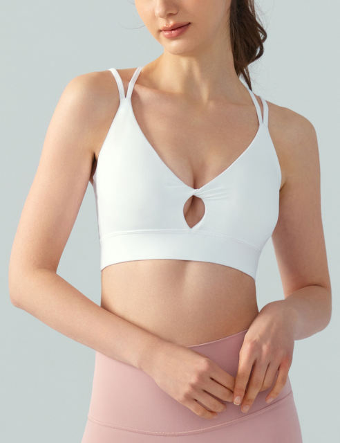 White Double Straps Cut-out Sports Bra
