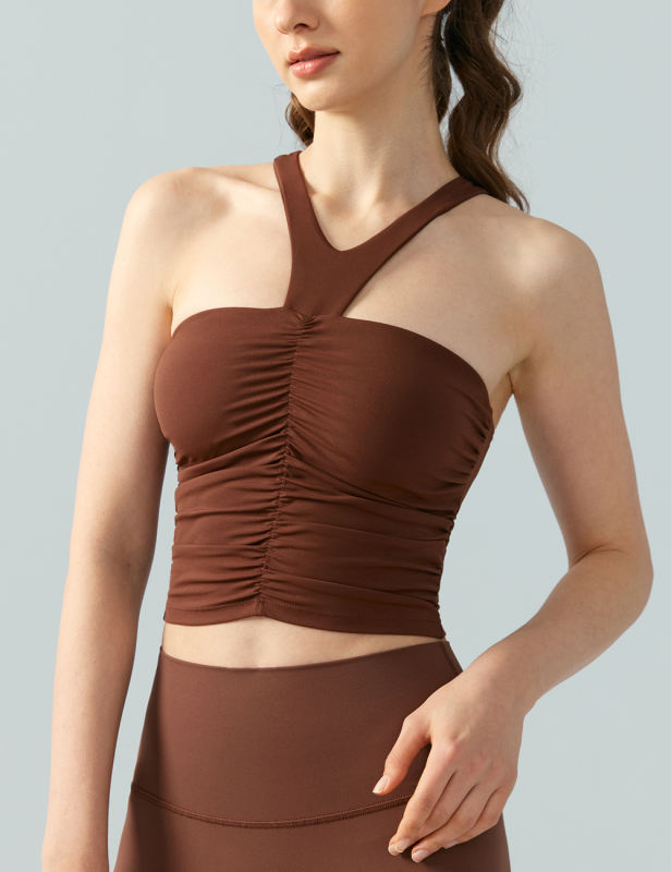 Coffee Halter Push up Tube Top