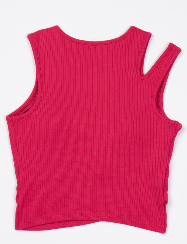 Red Ribbed Spliced Yoga Vest Active Tank Top